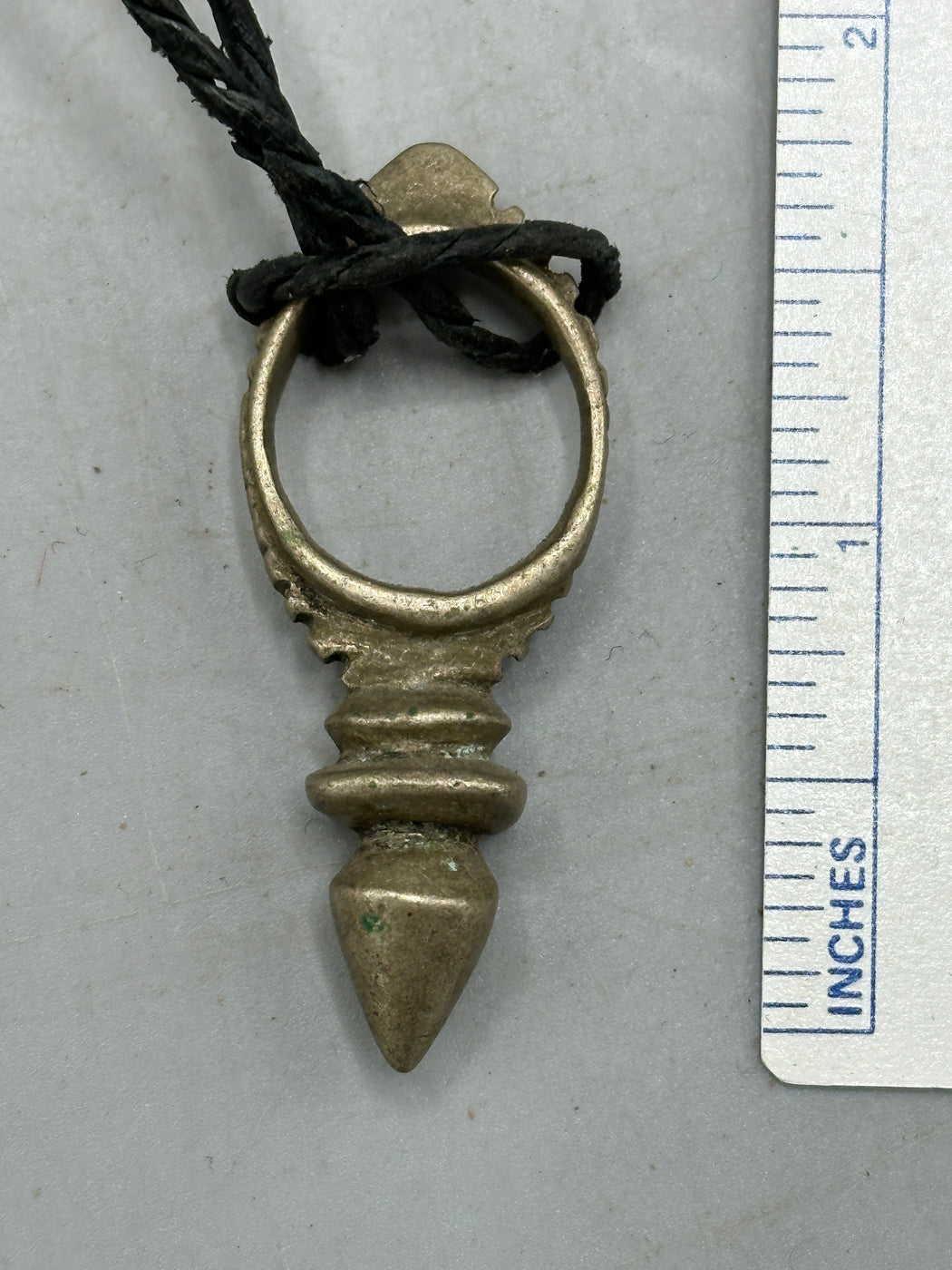 Small Vintage Tuareg Zinder Coin Silver Pendant Leather Necklace - Niger