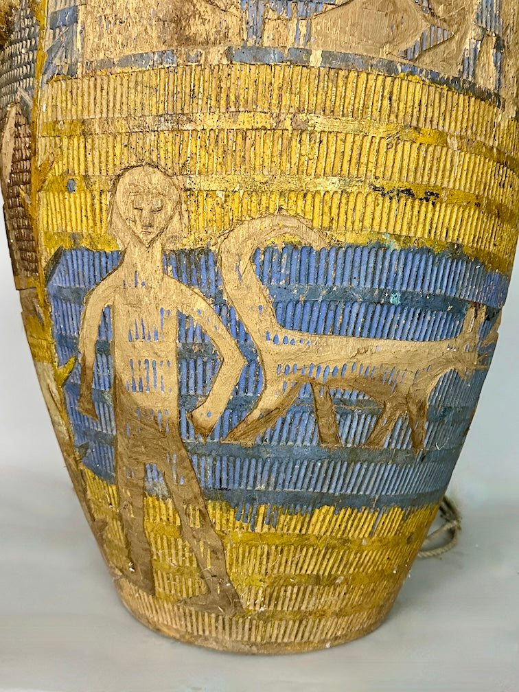 Vintage Hand-Carved African Ashanti Atompan Figured Drum - Niger Bend