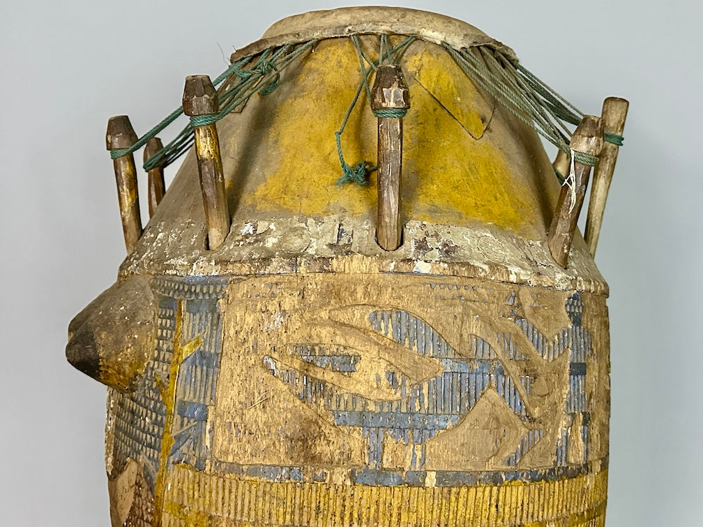 Vintage Hand-Carved African Ashanti Atompan Figured Drum - Niger Bend