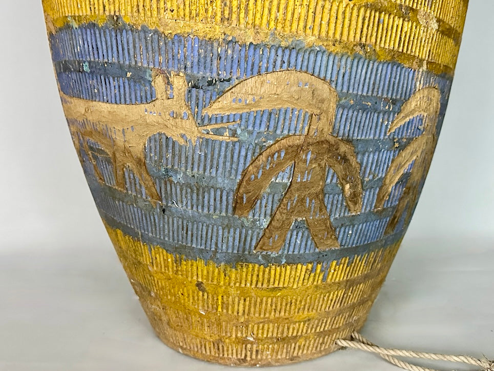 Vintage Hand-Carved African Ashanti Atompan Figured Drum - Niger Bend