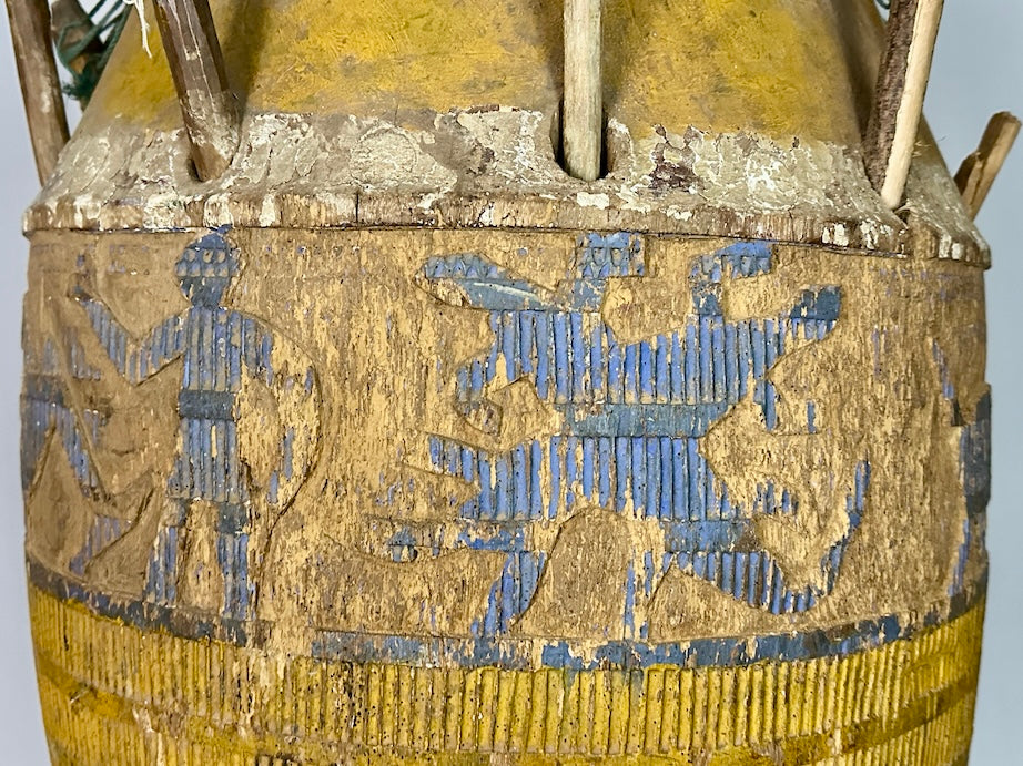 Vintage Hand-Carved African Ashanti Atompan Figured Drum - Niger Bend