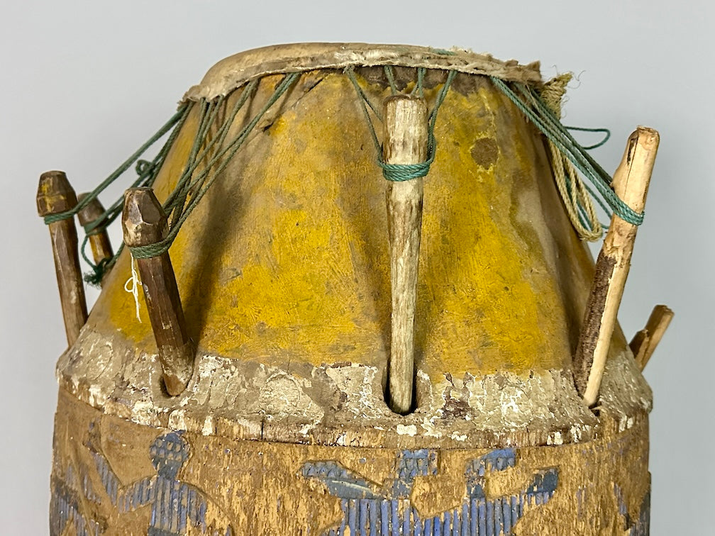 Vintage Hand-Carved African Ashanti Atompan Figured Drum - Niger Bend