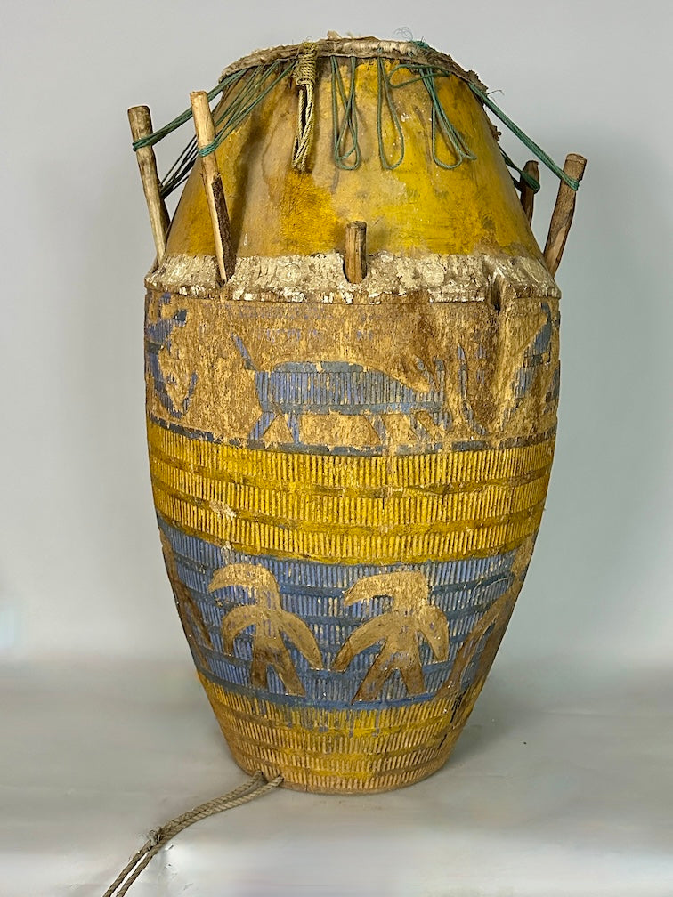 Vintage Hand-Carved African Ashanti Atompan Figured Drum - Niger Bend