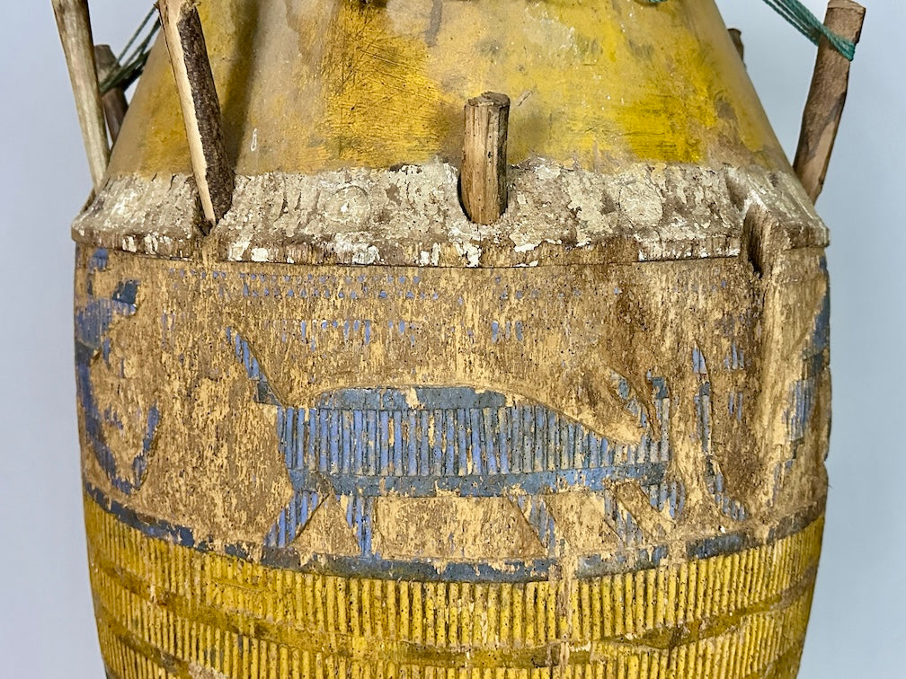 Vintage Hand-Carved African Ashanti Atompan Figured Drum - Niger Bend