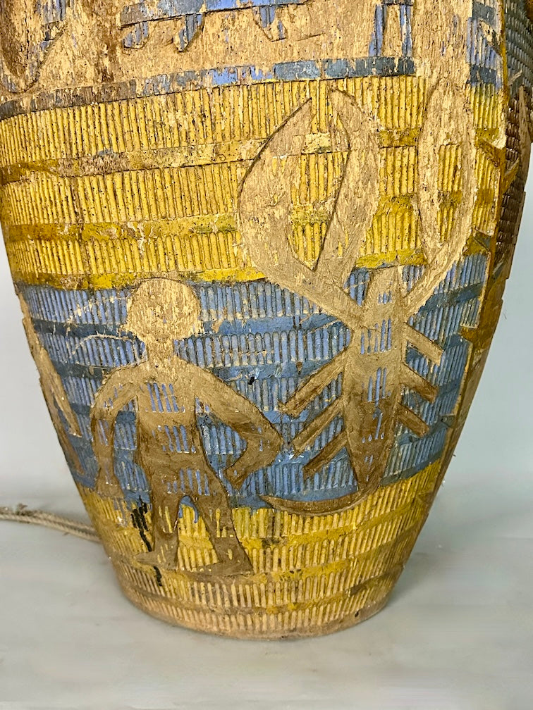 Vintage Hand-Carved African Ashanti Atompan Figured Drum - Niger Bend