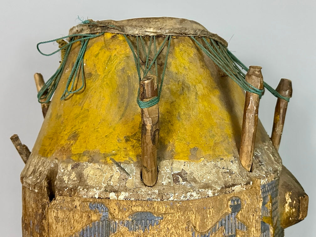 Vintage Hand-Carved African Ashanti Atompan Figured Drum - Niger Bend