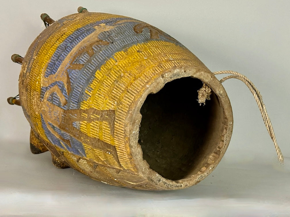 Vintage Hand-Carved African Ashanti Atompan Figured Drum - Niger Bend