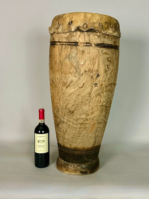 Vintage Hand-Carved African Ashanti Drum - Ghana