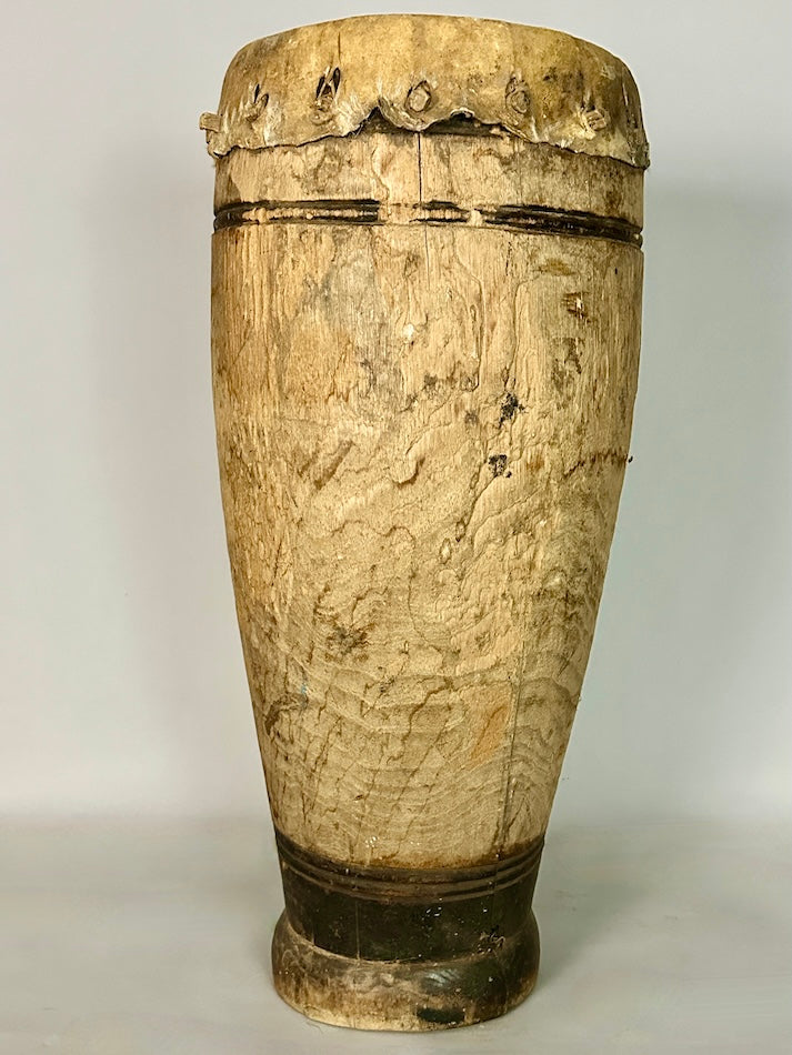 Vintage Hand-Carved African Ashanti Drum - Ghana