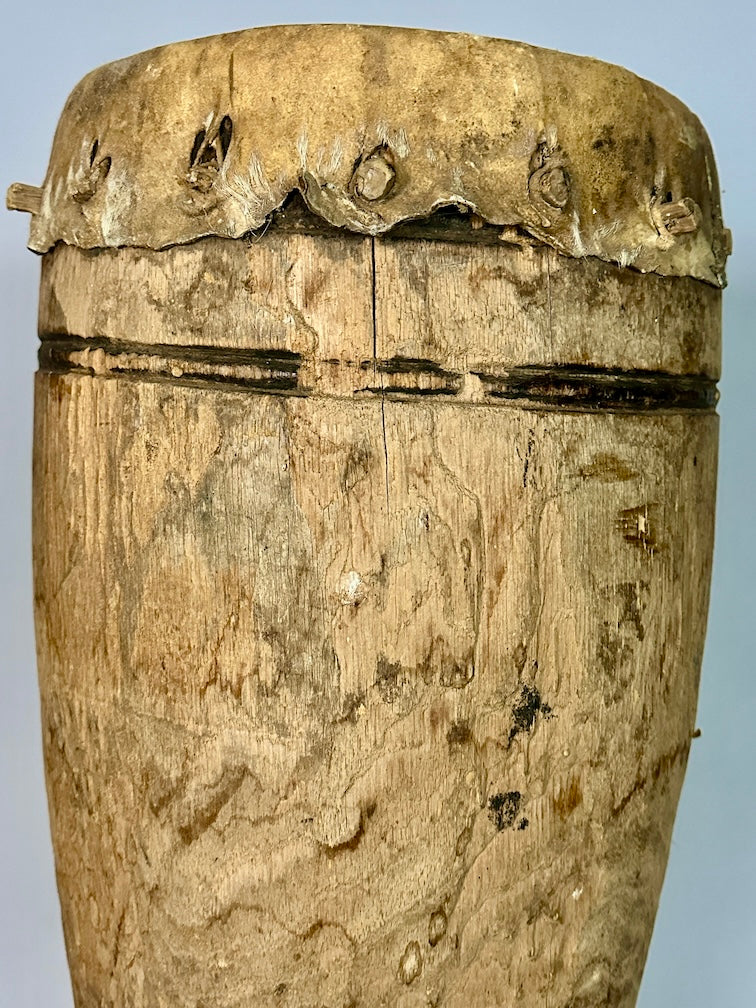 Vintage Hand-Carved African Ashanti Drum - Ghana