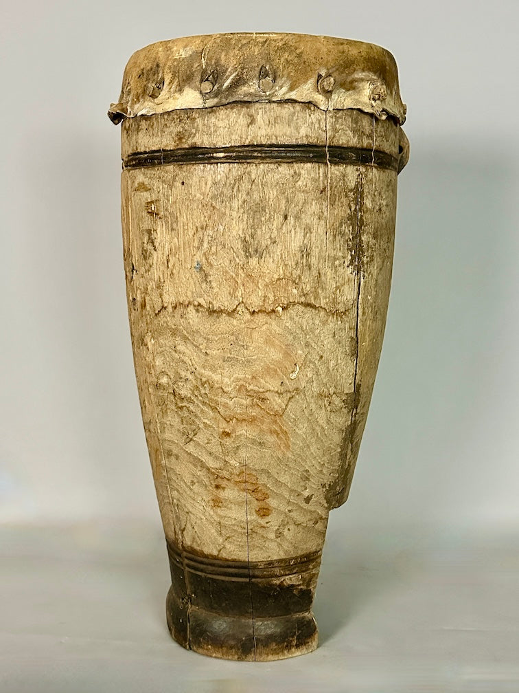 Vintage Hand-Carved African Ashanti Drum - Ghana