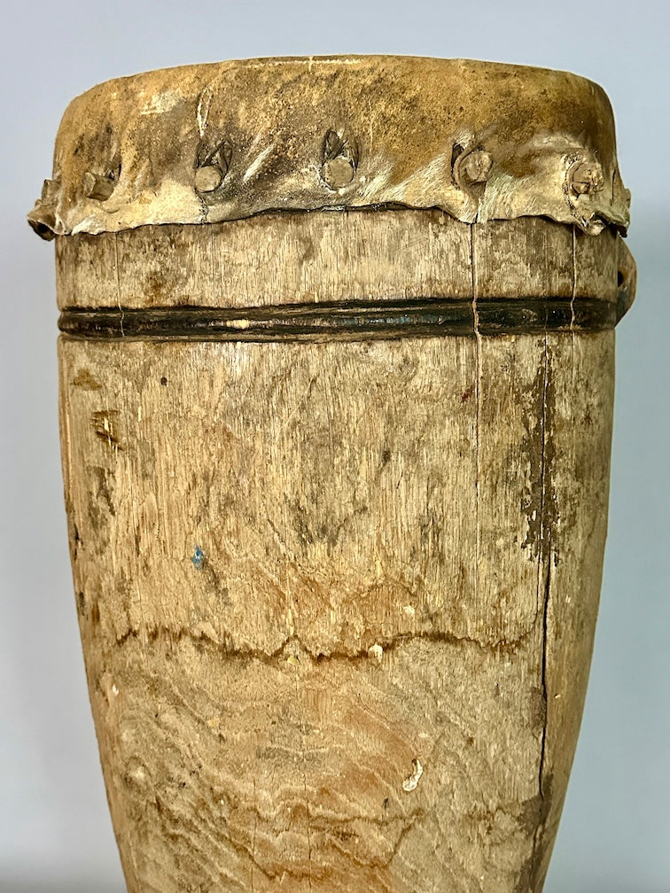 Vintage Hand-Carved African Ashanti Drum - Ghana