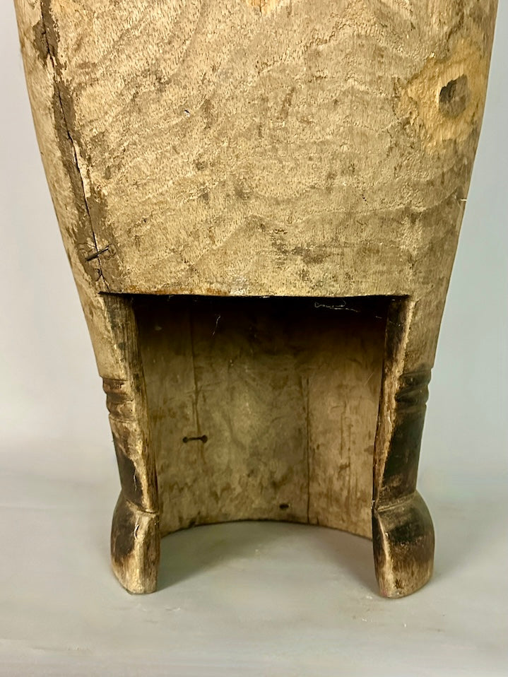 Vintage Hand-Carved African Ashanti Drum - Ghana