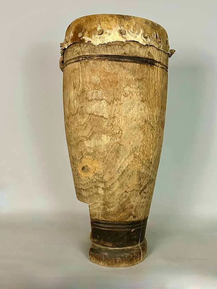 Vintage Hand-Carved African Ashanti Drum - Ghana
