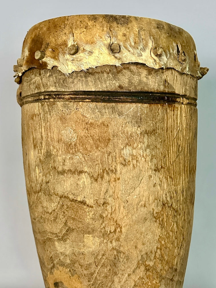 Vintage Hand-Carved African Ashanti Drum - Ghana