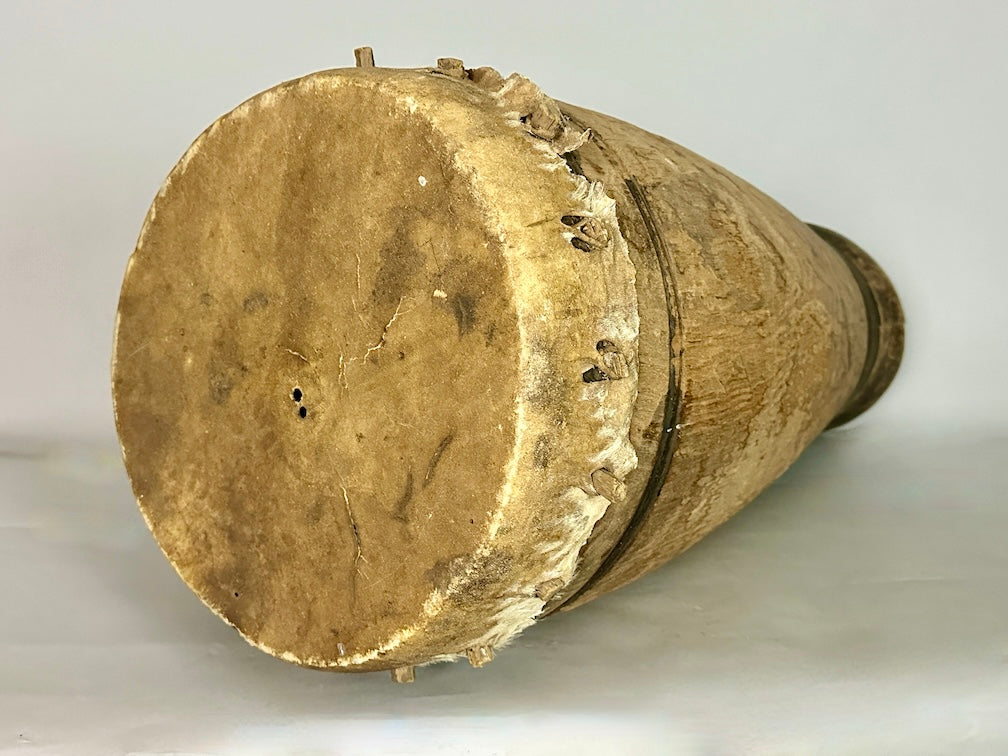 Vintage Hand-Carved African Ashanti Drum - Ghana