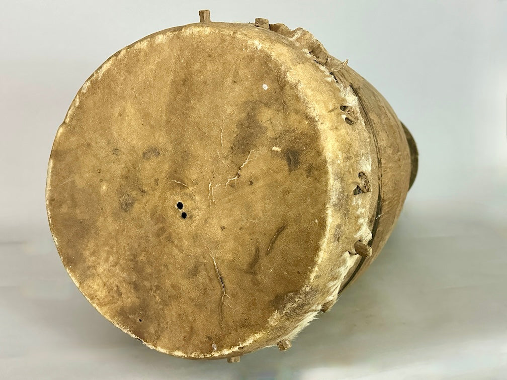 Vintage Hand-Carved African Ashanti Drum - Ghana