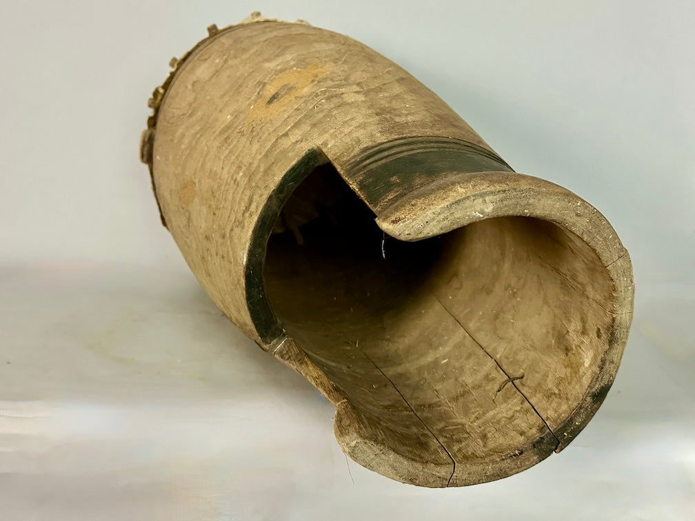 Vintage Hand-Carved African Ashanti Drum - Ghana