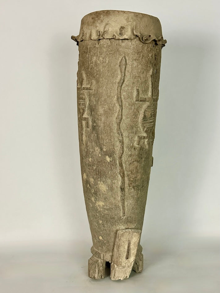 Vintage hand-carved African Senufo figured drum
