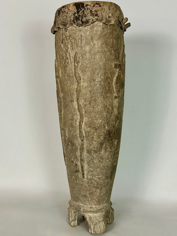 Vintage hand-carved African Senufo figured drum