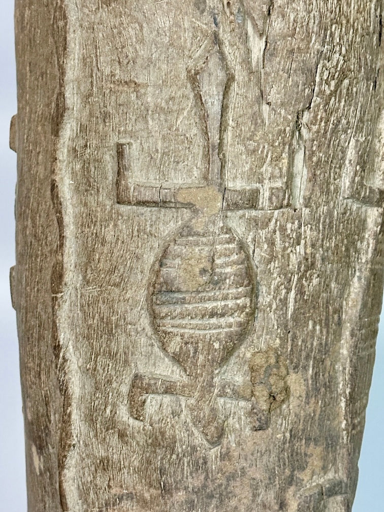 Vintage hand-carved African Senufo figured drum