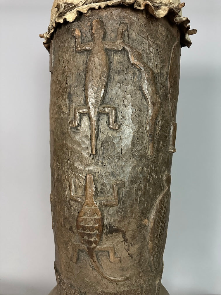 Vintage hand-carved African Senufo figured drum