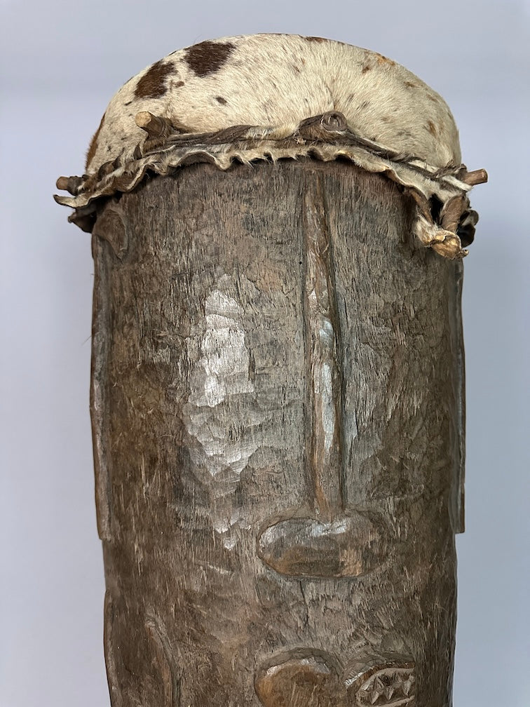 Vintage hand-carved African Senufo figured drum
