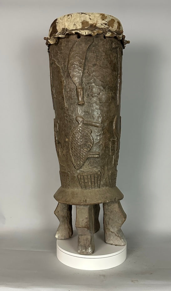 Vintage hand-carved African Senufo figured drum
