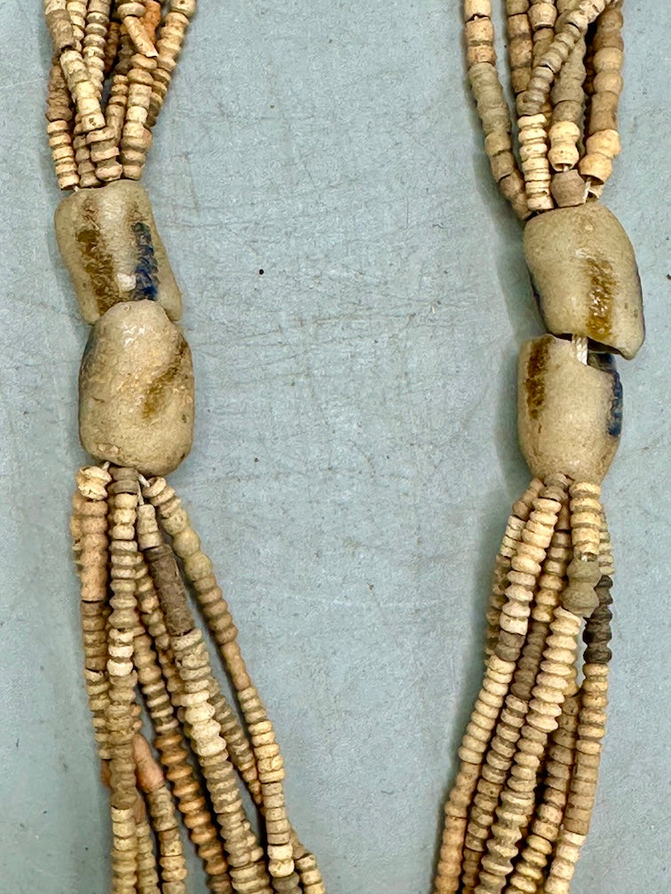 Smallest Excavated Clay Bead, Brass Pendant, Powder Glass Bead Necklaces - Mali
