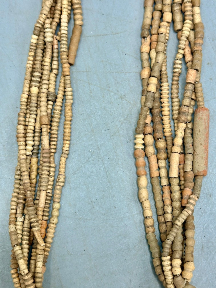 Smallest Excavated Clay Bead, Brass Pendant, Powder Glass Bead Necklaces - Mali
