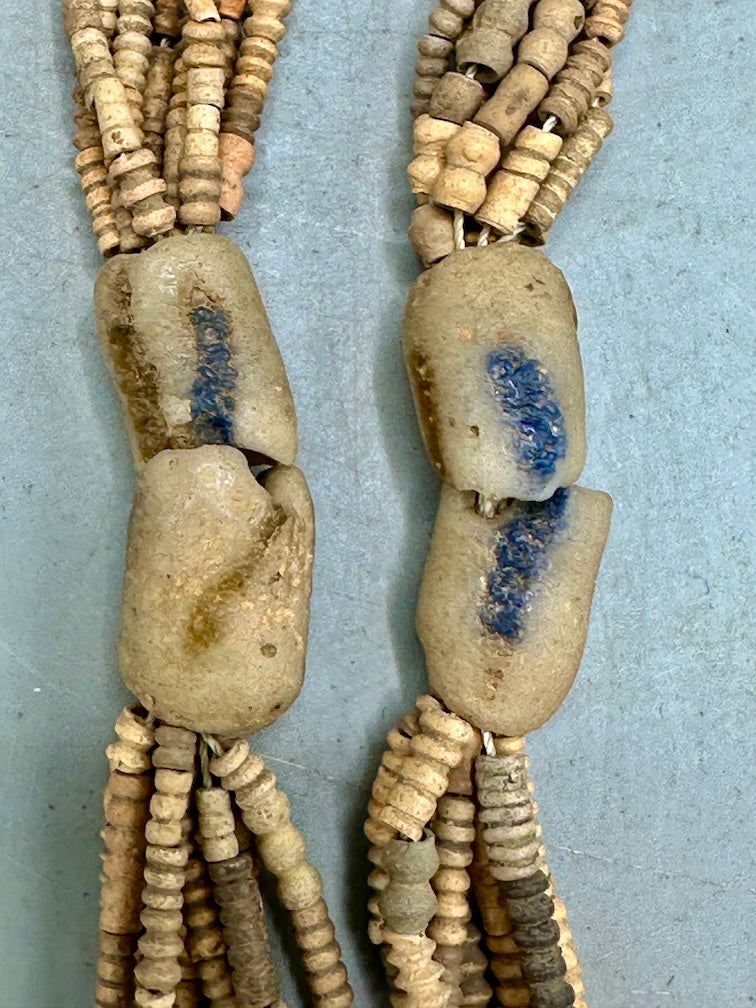 Smallest Excavated Clay Bead, Brass Pendant, Powder Glass Bead Necklaces - Mali