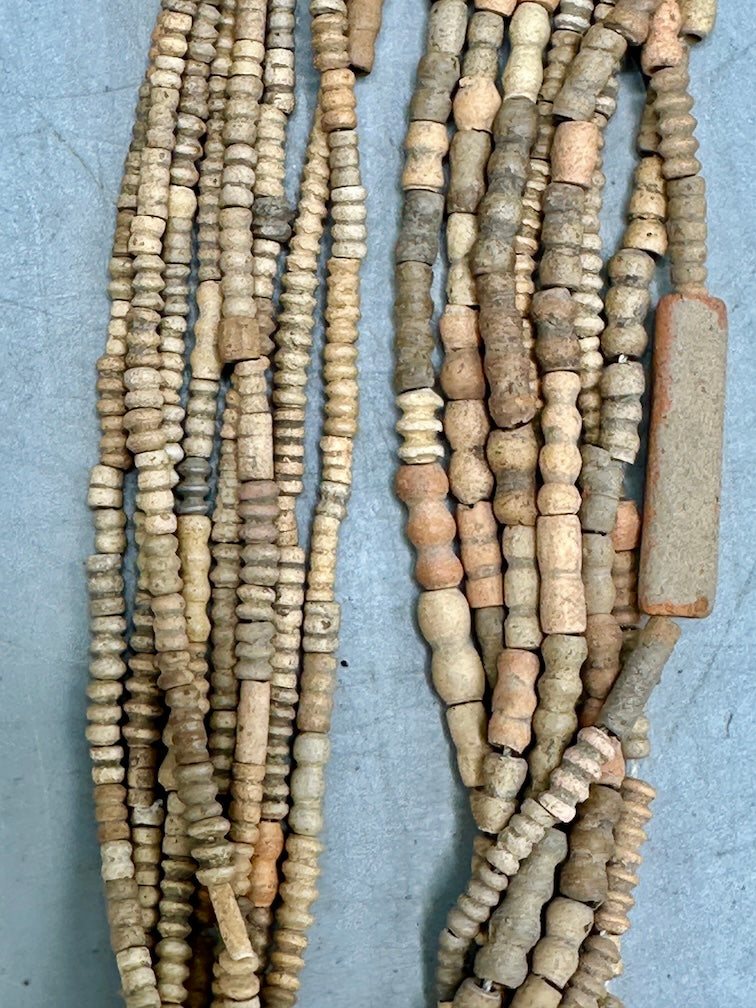 Smallest Excavated Clay Bead, Brass Pendant, Powder Glass Bead Necklaces - Mali