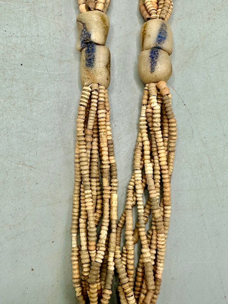 Smallest Excavated Clay Bead, Brass Pendant, Powder Glass Bead Necklaces - Mali