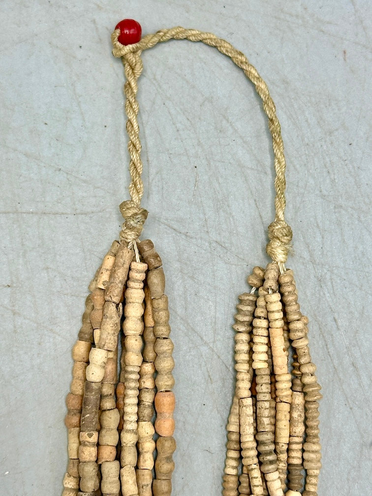 Smallest Excavated Clay Bead, Brass Pendant, Powder Glass Bead Necklaces - Mali