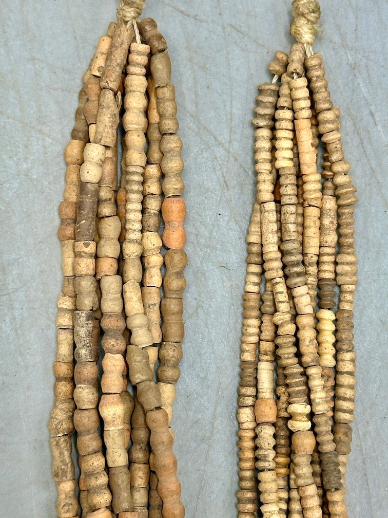 Smallest Excavated Clay Bead, Brass Pendant, Powder Glass Bead Necklaces - Mali