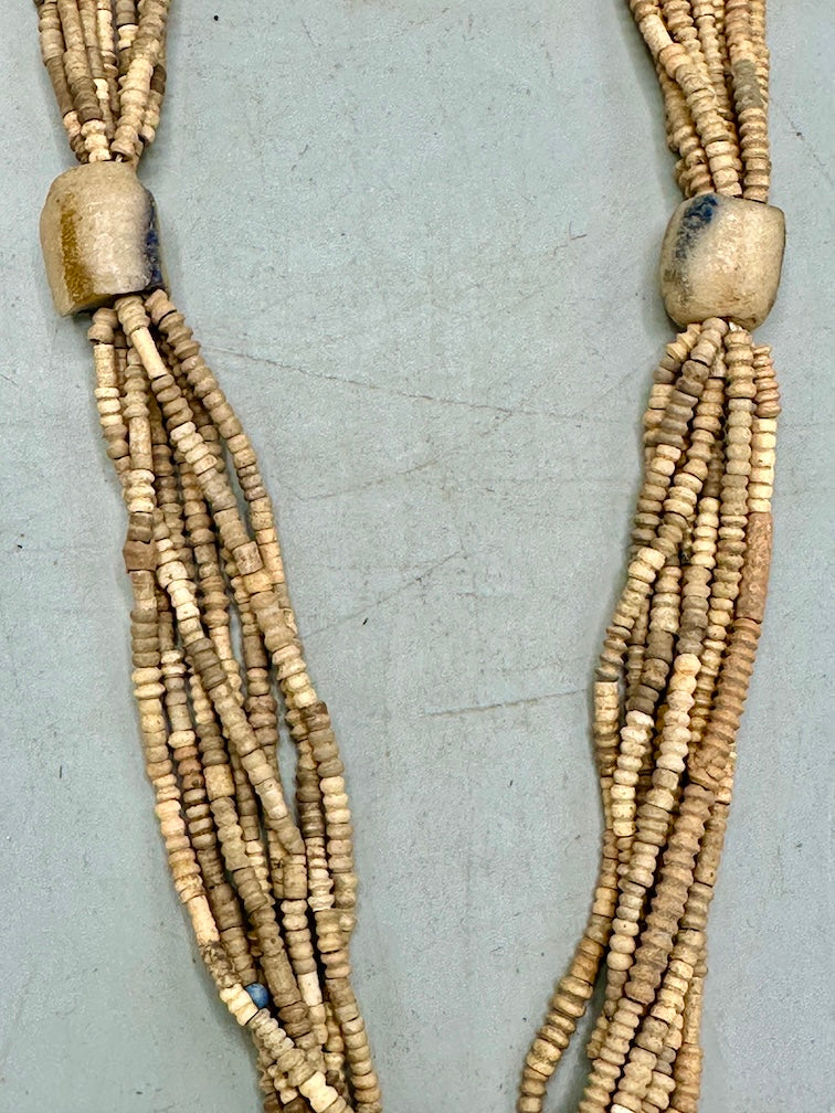 Smallest Excavated Clay Bead, Brass Pendant, Powder Glass Bead Necklaces - Mali