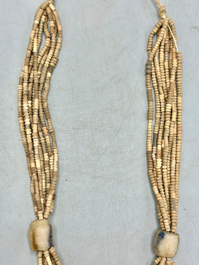 Smallest Excavated Clay Bead, Brass Pendant, Powder Glass Bead Necklaces - Mali
