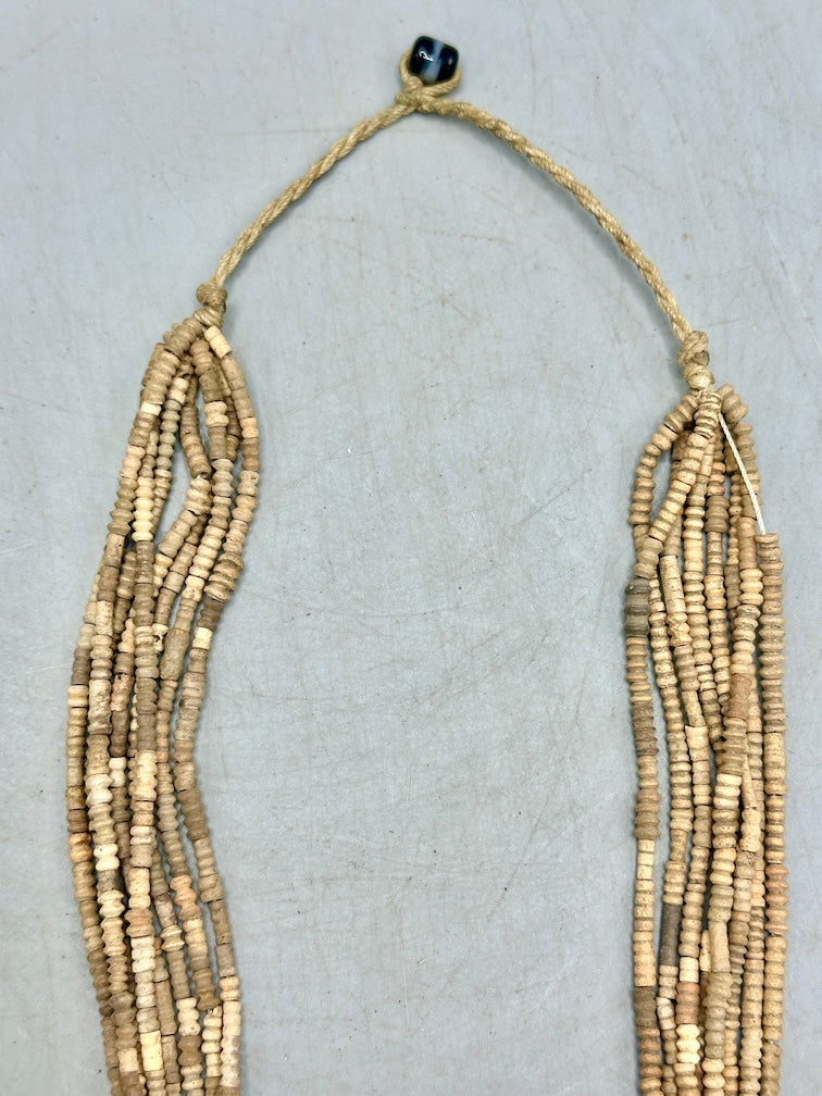 Smallest Excavated Clay Bead, Brass Pendant, Powder Glass Bead Necklaces - Mali
