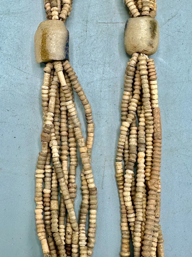 Smallest Excavated Clay Bead, Brass Pendant, Powder Glass Bead Necklaces - Mali