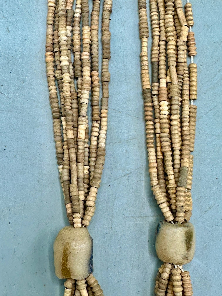 Smallest Excavated Clay Bead, Brass Pendant, Powder Glass Bead Necklaces - Mali