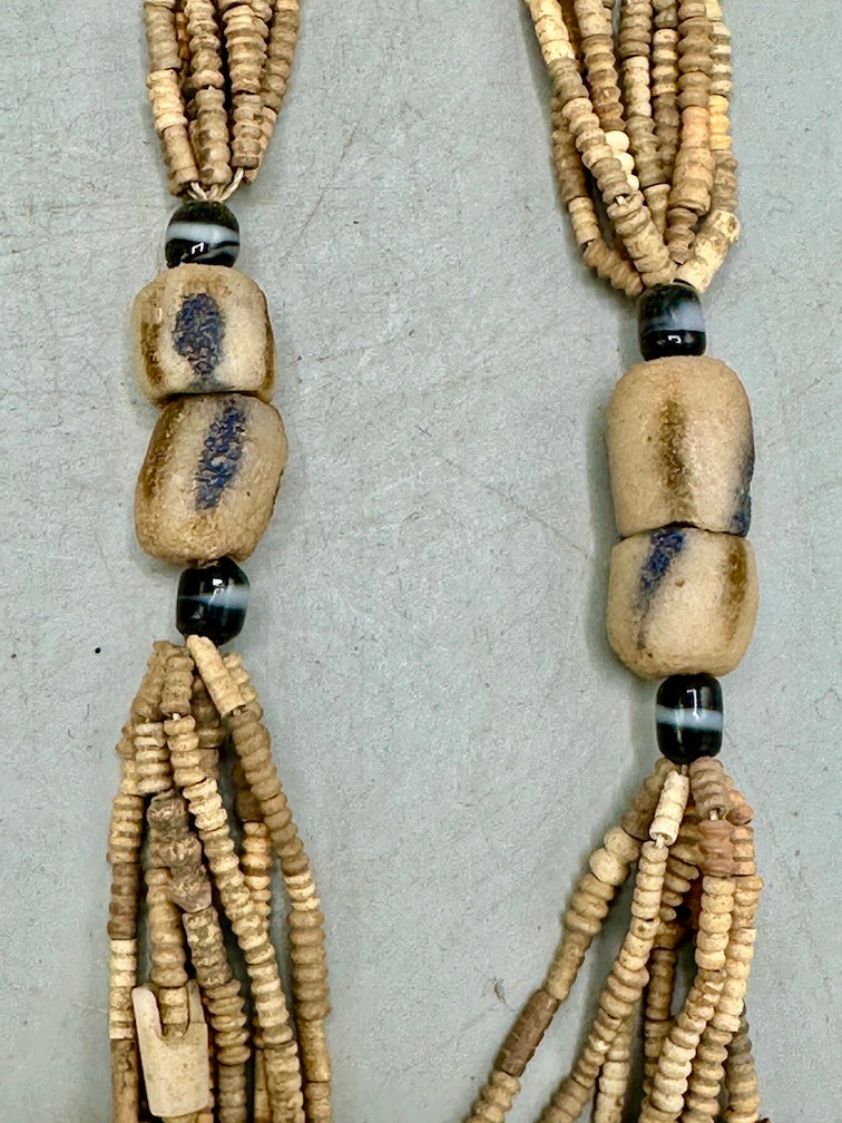 Smallest Excavated Clay Bead, Brass Pendant, Powder Glass Bead Necklaces - Mali