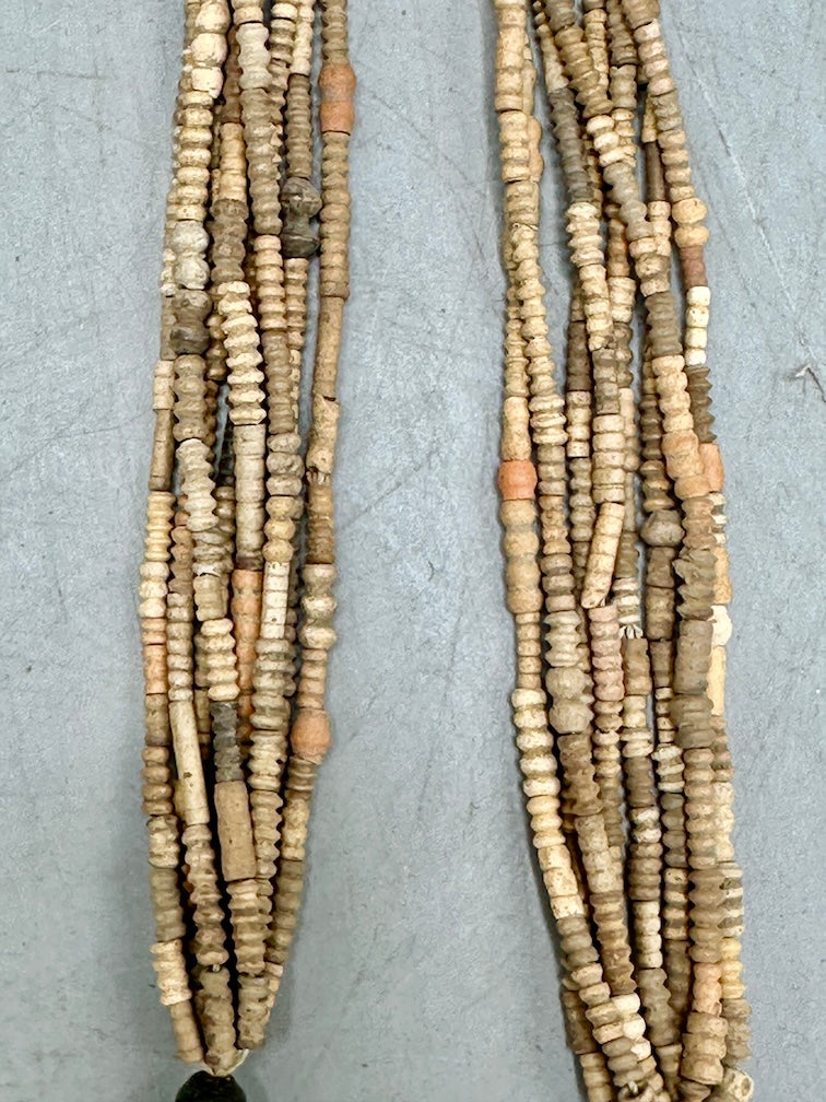 Smallest Excavated Clay Bead, Brass Pendant, Powder Glass Bead Necklaces - Mali