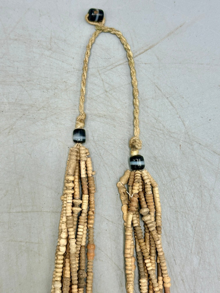 Smallest Excavated Clay Bead, Brass Pendant, Powder Glass Bead Necklaces - Mali
