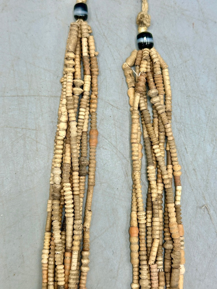 Smallest Excavated Clay Bead, Brass Pendant, Powder Glass Bead Necklaces - Mali