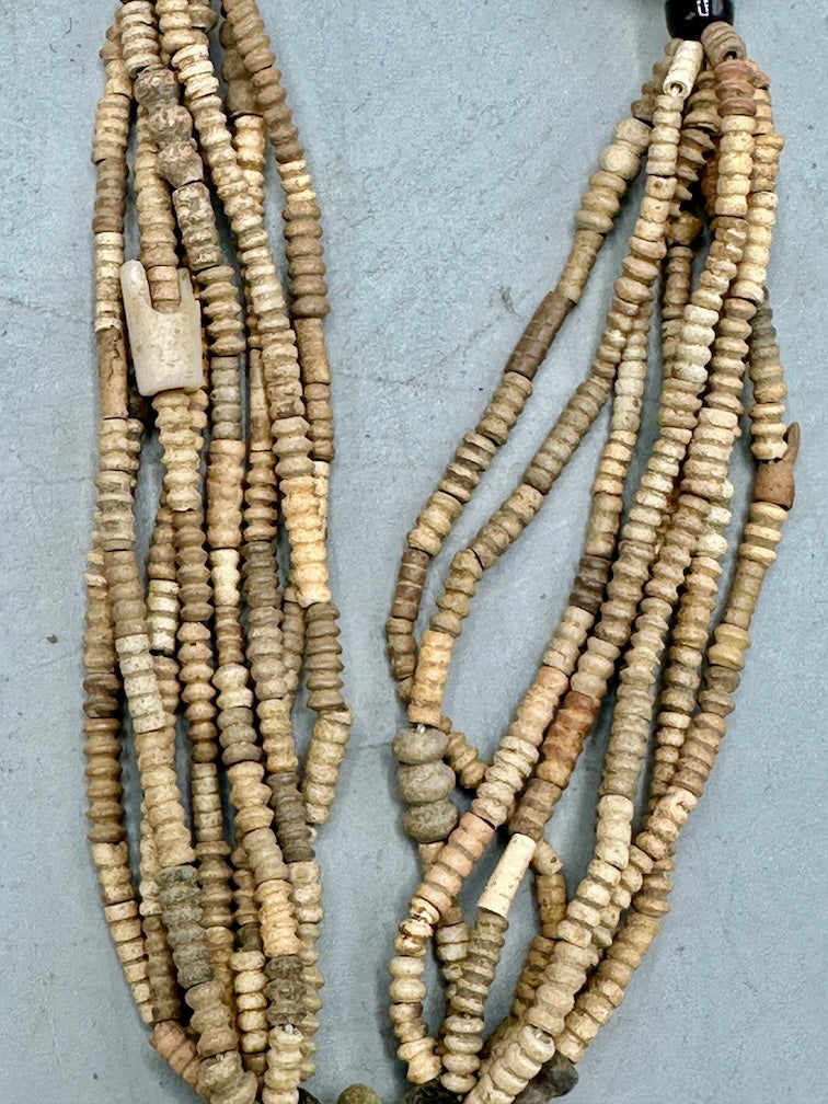 Smallest Excavated Clay Bead, Brass Pendant, Powder Glass Bead Necklaces - Mali