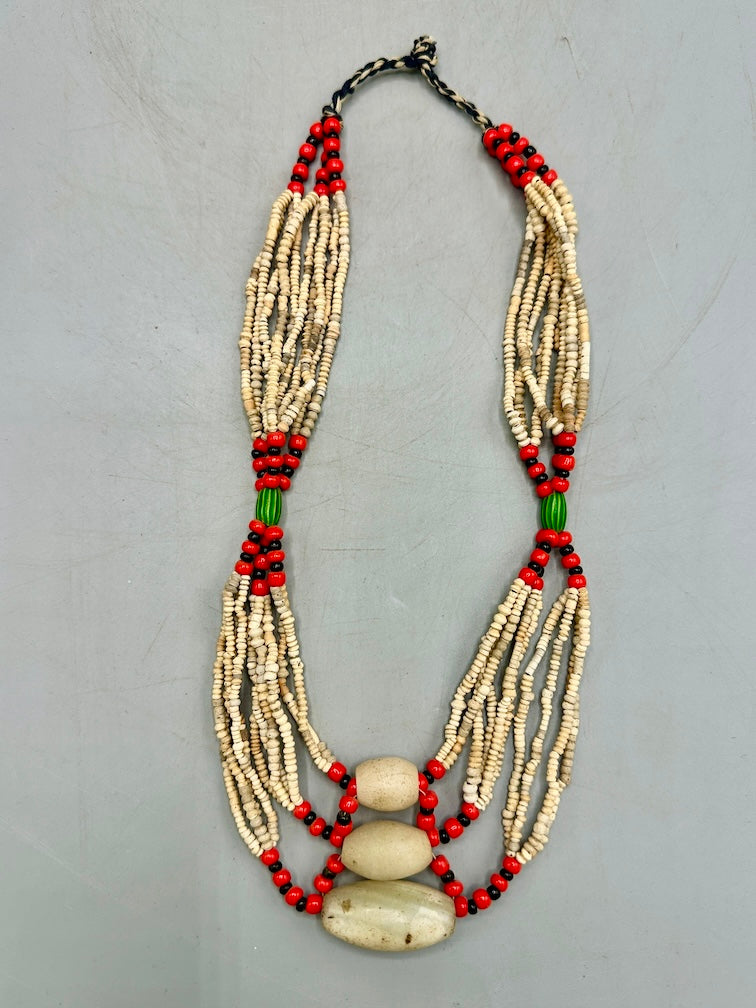 Smallest Excavated Clay Bead/Carnelian, Glass Bead Necklace - Mali