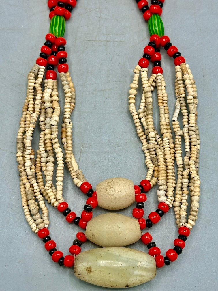 Smallest Excavated Clay Bead/Carnelian, Glass Bead Necklace - Mali