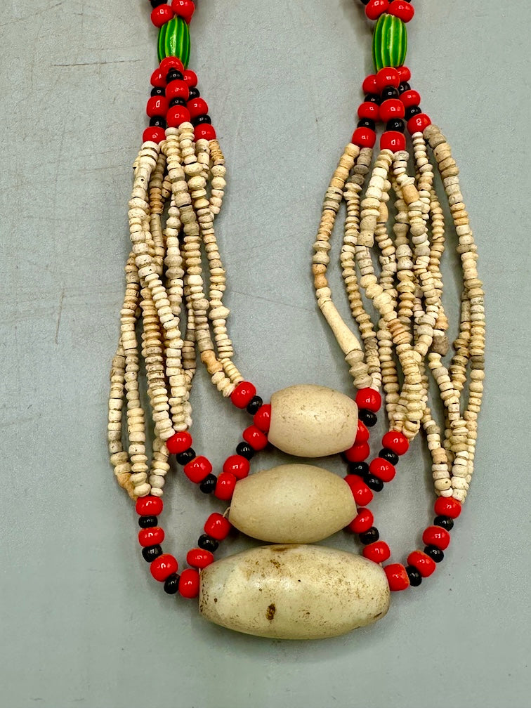 Smallest Excavated Clay Bead/Carnelian, Glass Bead Necklace - Mali