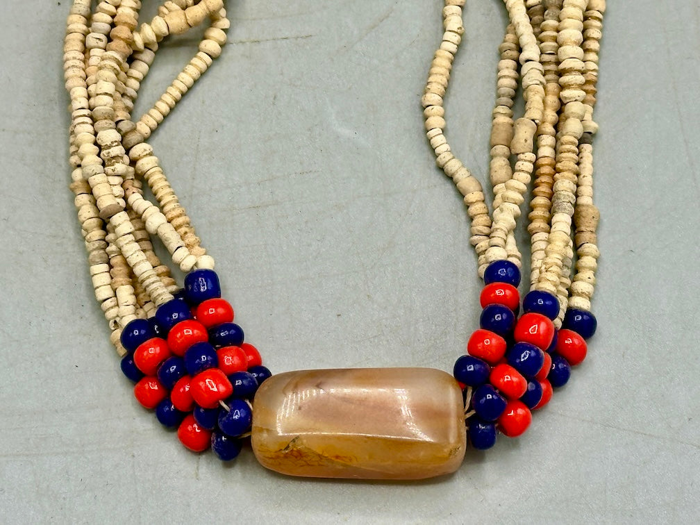 Smallest Excavated Clay Bead/Carnelian, Glass Bead Necklace - Mali