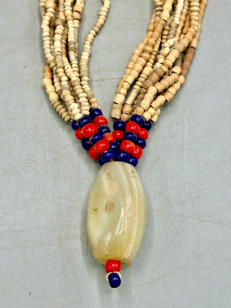 Smallest Excavated Clay Bead/Carnelian, Glass Bead Necklace - Mali